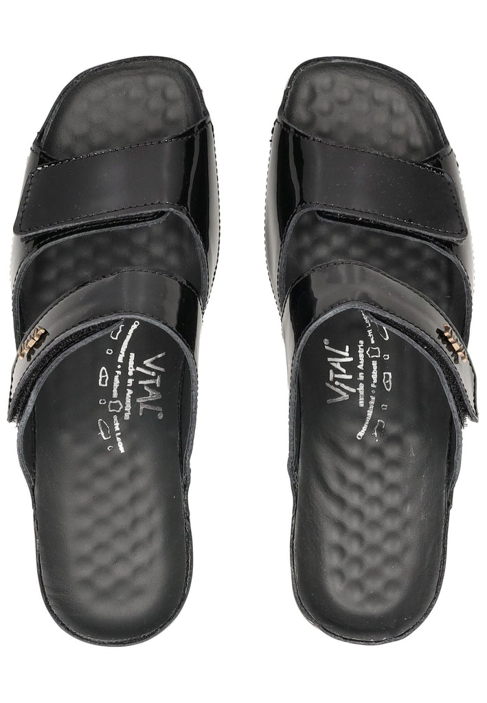 Vital Pantoletten Leder Schwarz Lack