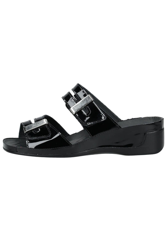 Vital Pantoletten Leder Schwarz Lack