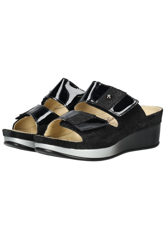 Vital Pantoletten Leder Schwarz Lack