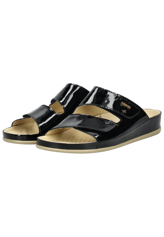 Vital Pantoletten Leder Schwarz Lack