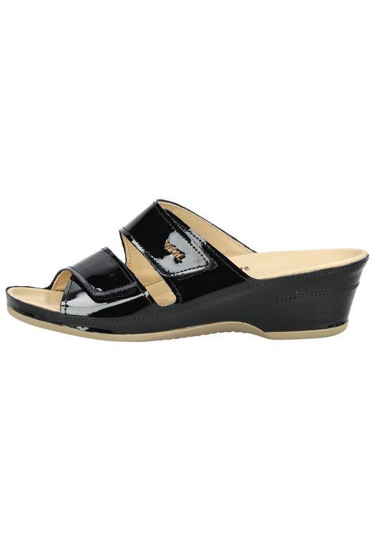 Vital Pantoletten Leder Schwarz Lack