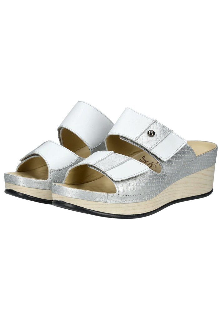 Vital Pantoletten Leder Silber/Weiß