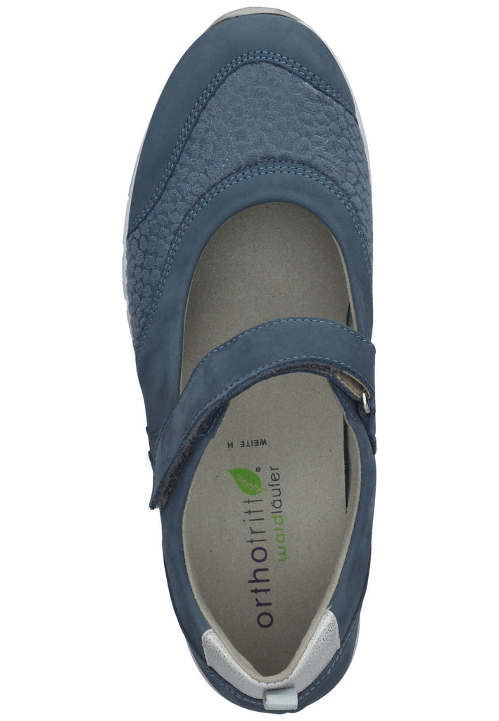 Waldläufer Slipper Leder/Textil Blau/Silber