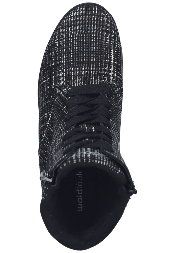 Waldläufer Stiefelette Leder Schwarz/Weiß Warmfutter