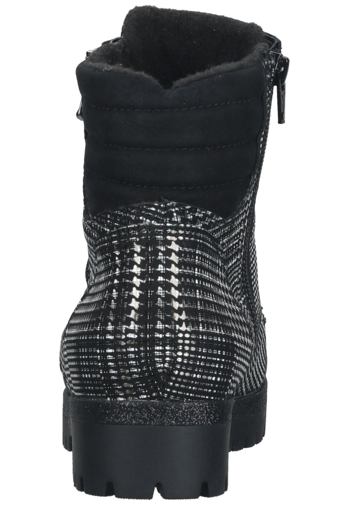 Waldläufer Stiefelette Leder Schwarz/Weiß Warmfutter