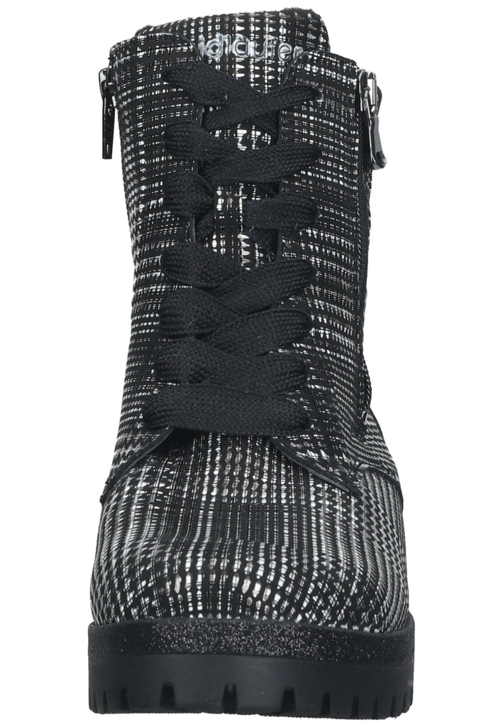 Waldläufer Stiefelette Leder Schwarz/Weiß Warmfutter